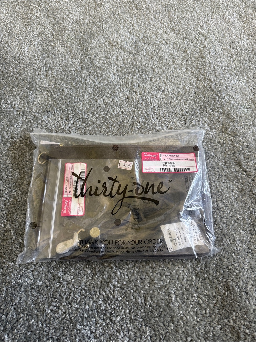 thirty-one Brown Faux Leather Zip Pouch